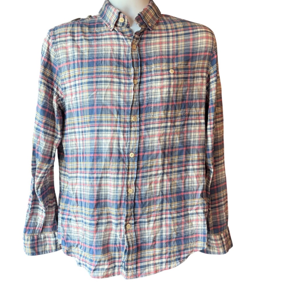 Vineyard Vines Slim Longshore Shirt Men's Size Small Plaid Cotton Linen Blend